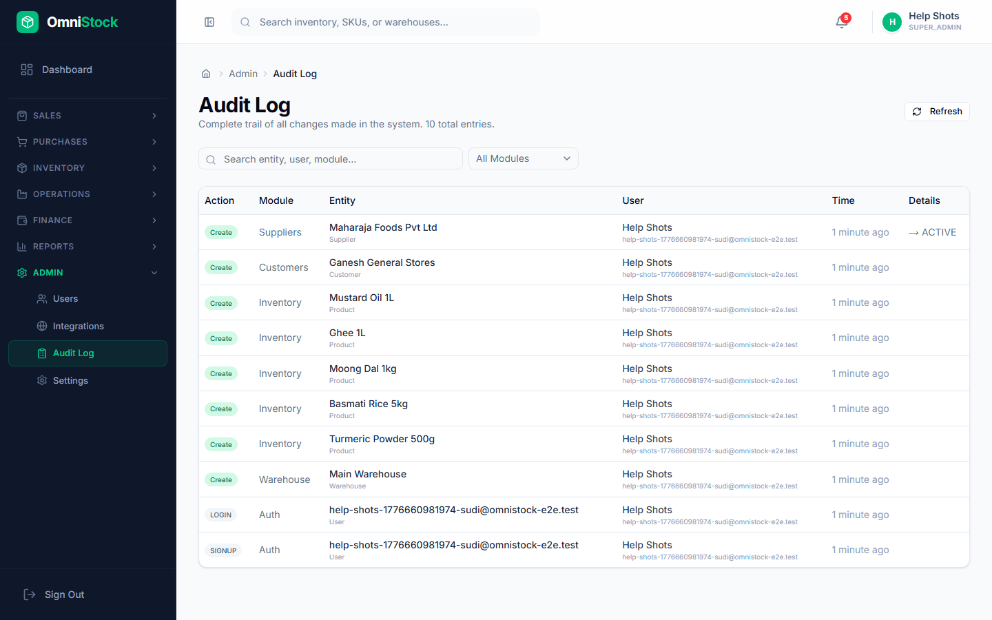 Read the audit log — screenshot of the feature