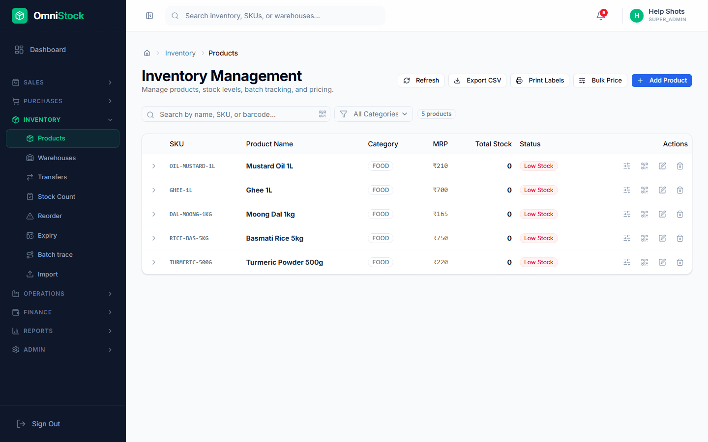 Organize products with categories and custom fields — screenshot of the feature